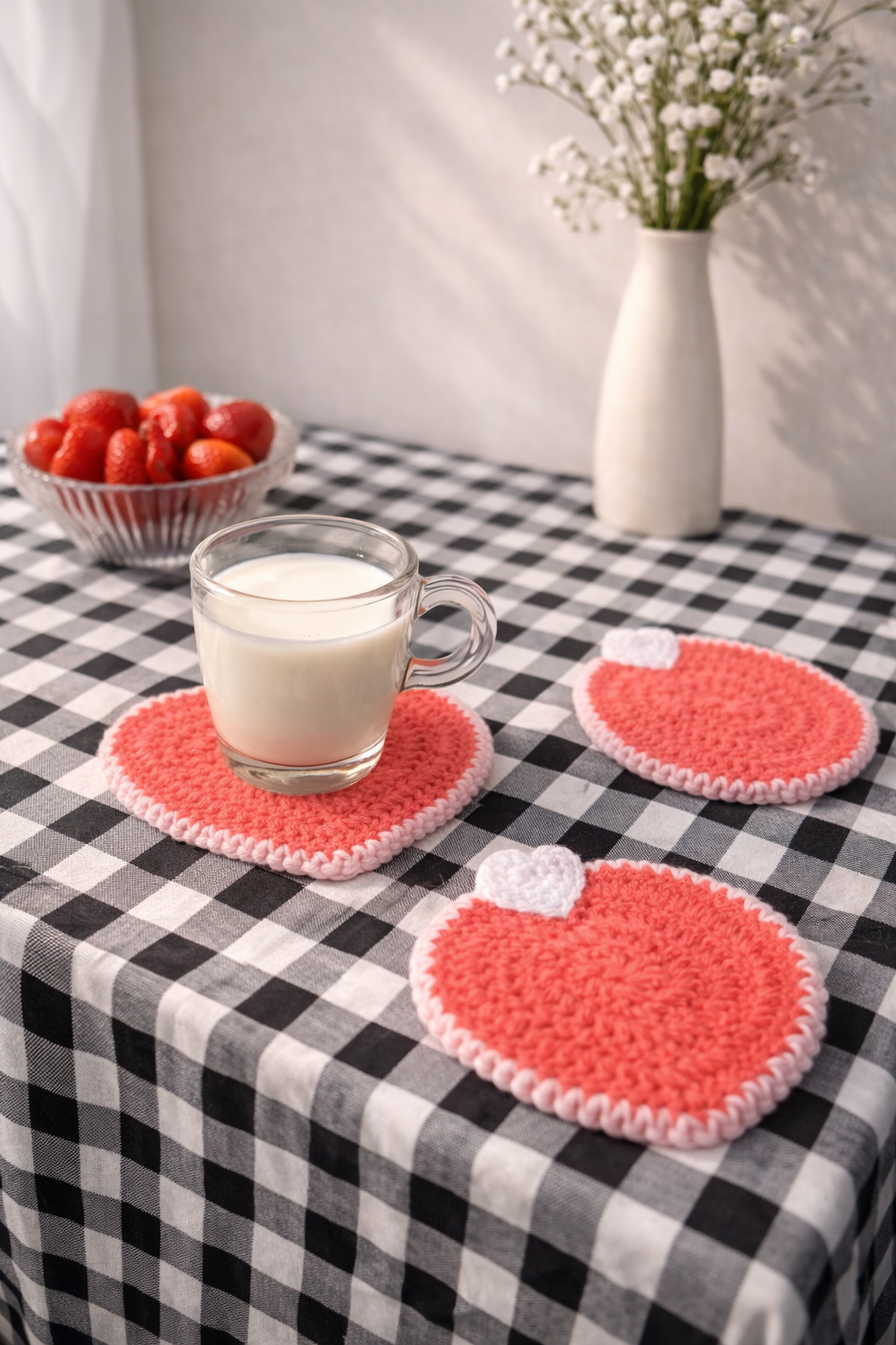 Peachy Heart Coasters (Set Of 4)