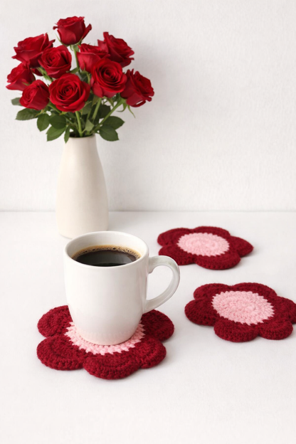 Crimson Bloom Coasters (Set Of 4)