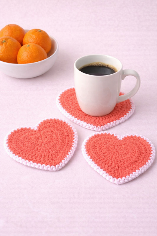 Peachy Heart Coasters (Set Of 4)