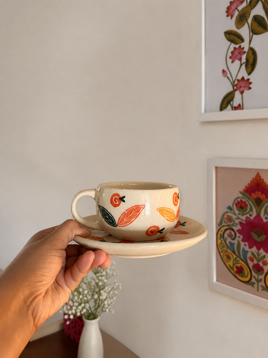 Citrus Poetry Saucer Mug (Set of 2)