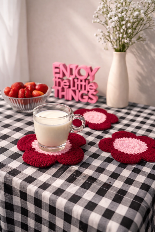 Crimson Bloom Coasters (Set Of 4)
